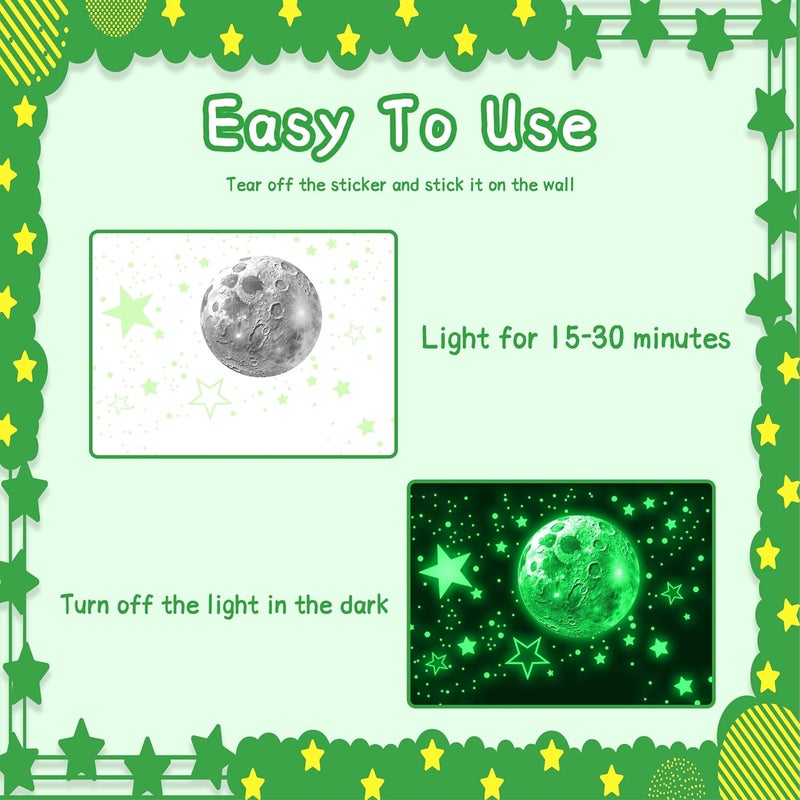 Robmoda 965 PCS Glow in The Dark Stars and Moon for Ceiling Luminous Stars and Planet Wall Decals Kids Room Decor Glowing Galaxy Wall Stickers for Nursery Decorations Green - Image 4