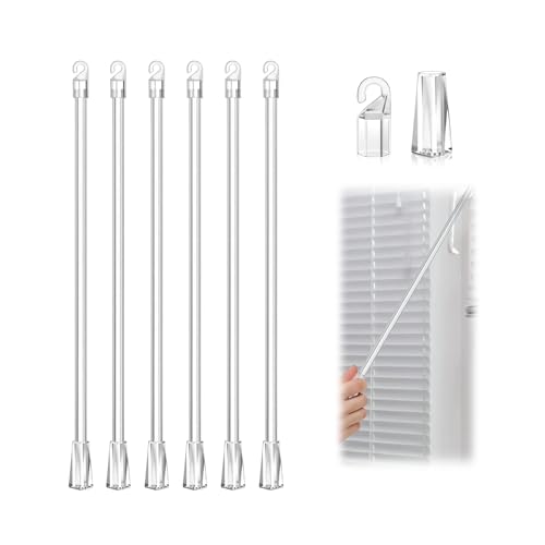 Cansybil 6 Pack Blinds Opener Accessories, Curtain Rod Replacement with Hooks and Handles,17 Inch Clear Acrylic Curtain Pull Rod Wand,Multifunctional curtain rods Invisible curtain rods. - Image 1