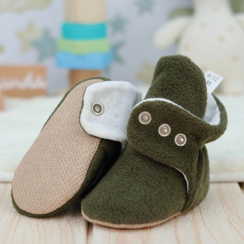 Ella Bonna Polar Baby Slippers, Non-Slip Sole, Home Boots, Nursery Shoes Booties, Khaki  - Image 3