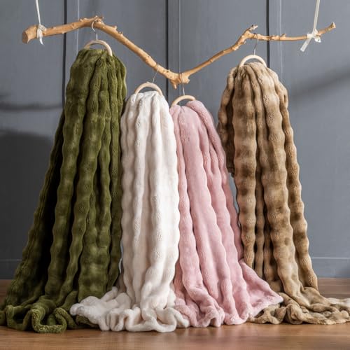 Jungle Star Pink Faux Fur Throw Blanket for Couch, Soft Fluffy Bubble Blanket for Bed Sofa, Thick Warm Plush Fuzzy Rabbit Fur Blanket for Cute Home Decor, 50"X 60" - Image 3