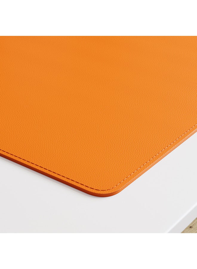 Mouse Pad Oversized Computer Desk Mat Office Desktop Keyboard Leather Advanced Sense Desk Mat Tablecloth-Color:50*140cm-Pattern:Orange + Stitching - Image 1