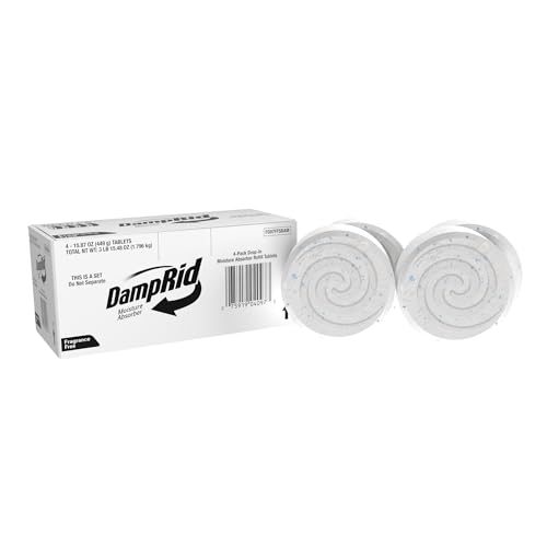 DampRid Moisture Absorber Drop-In Tablet Refill Pack, Fragrance Free, 15.8 oz., 4 Pack, Attract and Trap Excess Moisture and Eliminate Musty Odors for Cleaner, Fresher Air - Image 1
