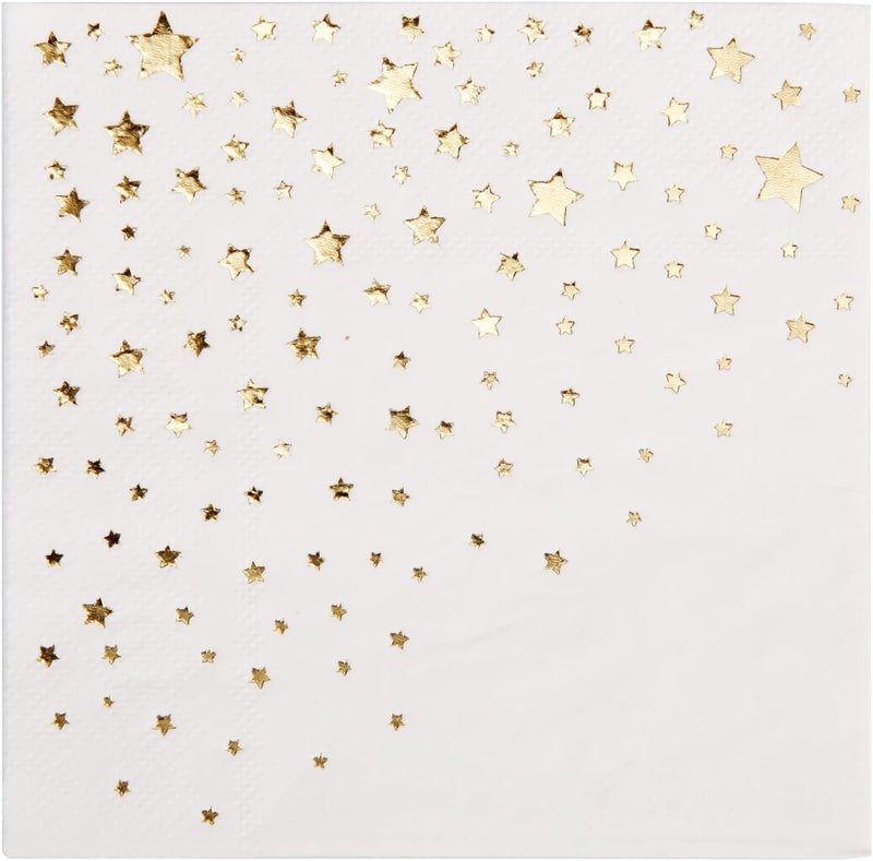 The Essential Concierge 200 Count Gold Star Cocktail Napkins 3Ply Paper 5x5 Inch Gold - Image 5