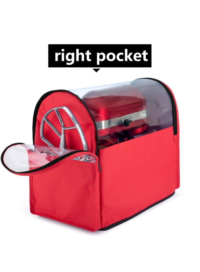 YARWO Visible Stand Mixer Cover Compatible with 6-8 qt KitchenAid Mixer Dust Cover with Multiple Pockets for Extra Kitchen Accessories Red  - Image 3