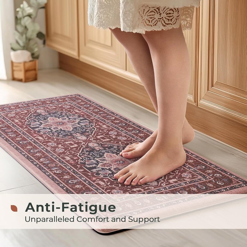 Fresh Mint Anti Fatigue Kitchen Mats Set 2 PCS, Waterproof & Non-Skid Medallion Kitchen Rugs, Cushioned Kitchen Floor Mats for Standing Washable Comfort Kitchen Runners for Lanudry, Office, Sink - Image 3