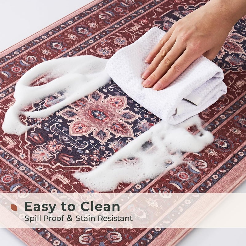 Fresh Mint Anti Fatigue Kitchen Mats Set 2 PCS, Waterproof & Non-Skid Medallion Kitchen Rugs, Cushioned Kitchen Floor Mats for Standing Washable Comfort Kitchen Runners for Lanudry, Office, Sink - Image 4