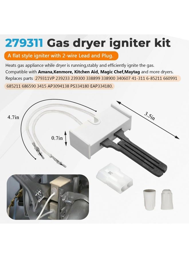Blutoget 338906 Gas Dryer Flame Sensor 279834 Gas Valve Solenoid Coils 279311 Ignitor Kit - Gas Dryer Repair Kit - Compatible with Whirlpool, Ken-more Dryers - Replaces WP338906 AP3094251 PS334310 - Image 3