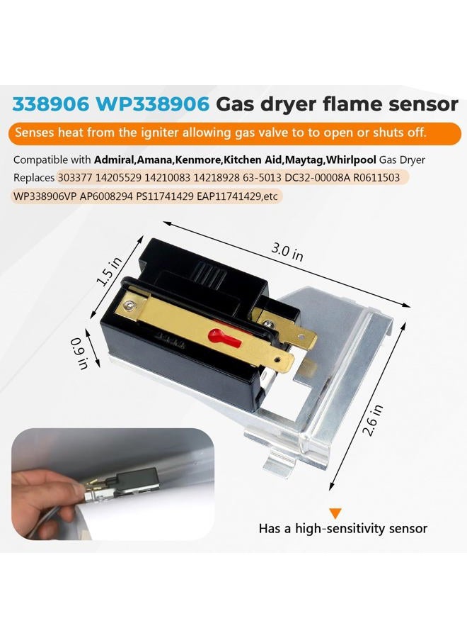 Blutoget 338906 Gas Dryer Flame Sensor 279834 Gas Valve Solenoid Coils 279311 Ignitor Kit - Gas Dryer Repair Kit - Compatible with Whirlpool, Ken-more Dryers - Replaces WP338906 AP3094251 PS334310 - Image 4