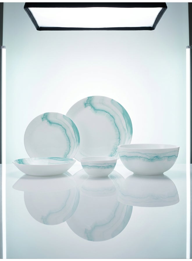 Luminarc Opulensa 25 Piece Dinner Set includes 6x25cm Dinner Plates, 6x20.5cm Soup Plates, 6x20cm Dessert Plates, 6x12cm Soup Bowls, 1x21cm Salad Bowl, Tempered High Quality Glass, Chip resistant, Microwave Safe - Image 5