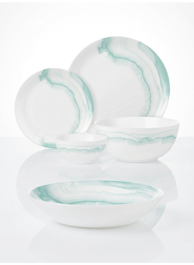 Luminarc Opulensa 25 Piece Dinner Set includes 6x25cm Dinner Plates, 6x20.5cm Soup Plates, 6x20cm Dessert Plates, 6x12cm Soup Bowls, 1x21cm Salad Bowl, Tempered High Quality Glass, Chip resistant, Microwave Safe - Image 1