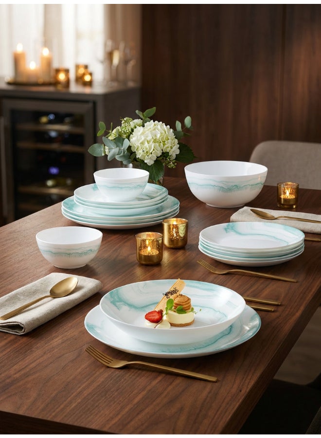 Luminarc Opulensa 25 Piece Dinner Set includes 6x25cm Dinner Plates, 6x20.5cm Soup Plates, 6x20cm Dessert Plates, 6x12cm Soup Bowls, 1x21cm Salad Bowl, Tempered High Quality Glass, Chip resistant, Microwave Safe - Image 4