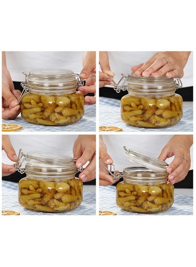 OLWICK® 4 Pcs Air Tight Glass Storage Containers with Steel Clamp Lid and Silicon Seal/Glass Jars/Kitchen Storage Containers/Cookie Jar (Square, 500 ml) - Image 4