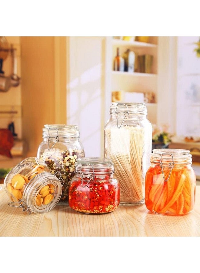 OLWICK® 4 Pcs Air Tight Glass Storage Containers with Steel Clamp Lid and Silicon Seal/Glass Jars/Kitchen Storage Containers/Cookie Jar (Square, 500 ml) - Image 5