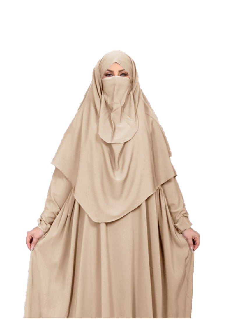 Generic - Plain abaya, royal crepe material, with veil, one size, can be worn up to 100 kilos for women GAMAL SONS FOR ABAYA 4028 - Image 1