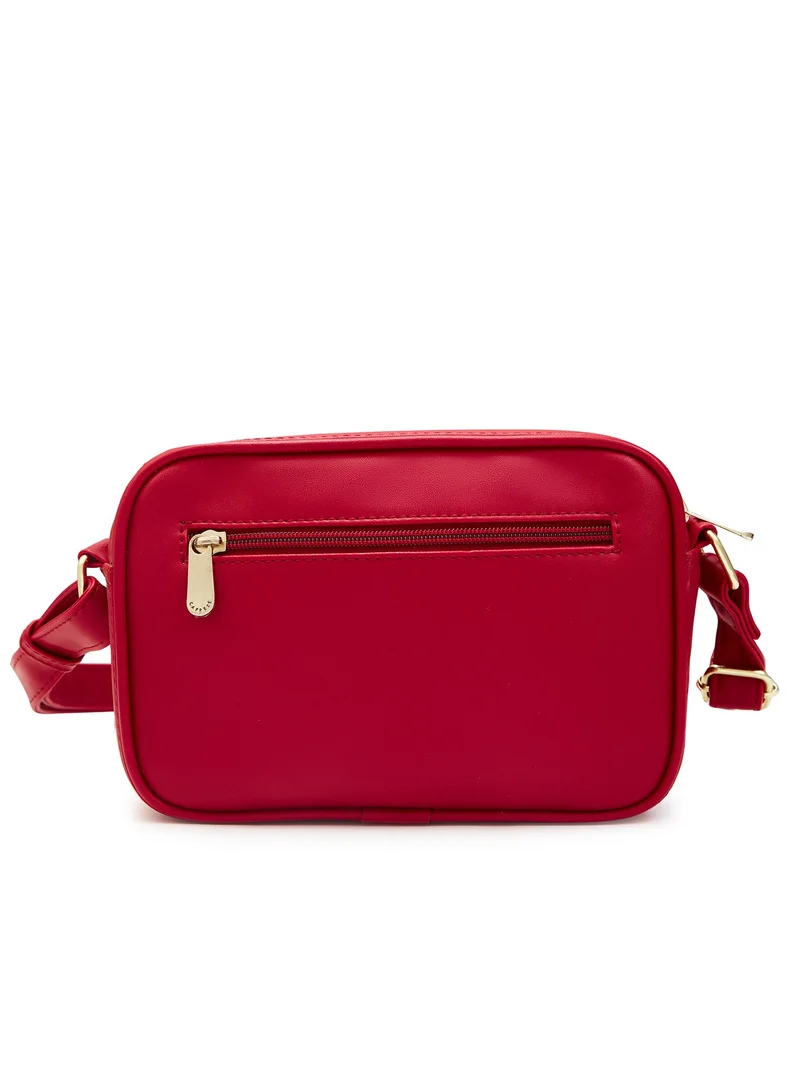 CAPRESE Caprese Dora Solid Burgundy Faux Leather Medium Sling Bag