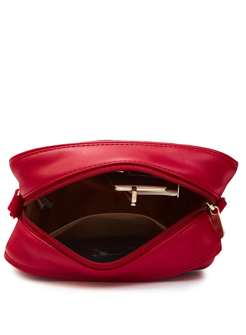 CAPRESE Caprese Dora Solid Burgundy Faux Leather Medium Sling Bag