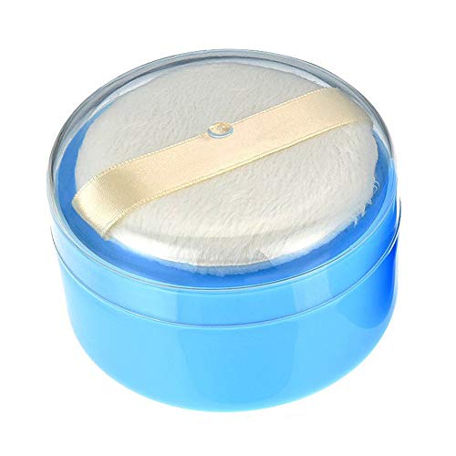 SYBL 1PCS Empty Storage Body Talcum Powder Container with Sifter and Powder Puffs Make-up Loose Powder Box Case Holder for Home and Travel(Blue) - Image 1