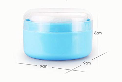 SYBL 1PCS Empty Storage Body Talcum Powder Container with Sifter and Powder Puffs Make-up Loose Powder Box Case Holder for Home and Travel(Blue) - Image 4