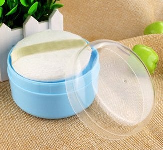 SYBL 1PCS Empty Storage Body Talcum Powder Container with Sifter and Powder Puffs Make-up Loose Powder Box Case Holder for Home and Travel(Blue) - Image 3