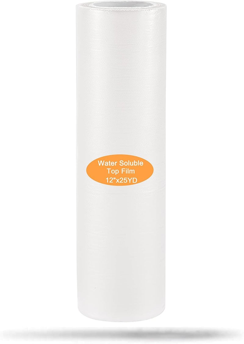 New brothread Light Weight Clear Wash Away - Water Soluble Embroidery Topping Film - 12" x 25 Yd roll - Cut into Various Sizes for Machine Embroidery and Hand Sewing - Image 1