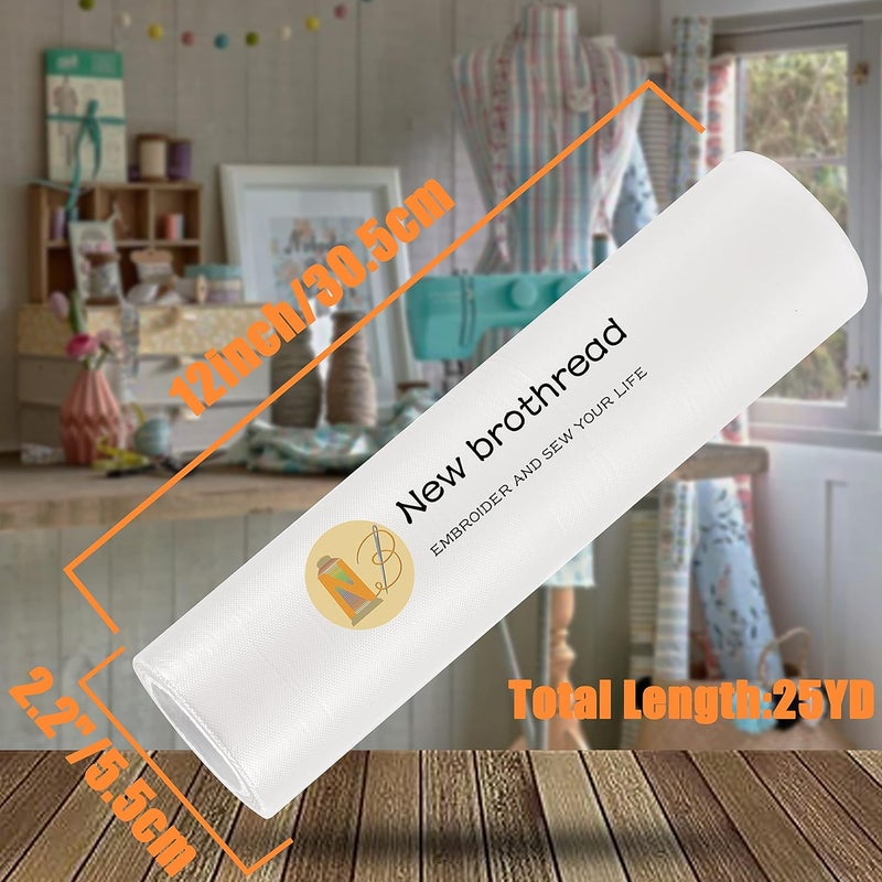 New brothread Light Weight Clear Wash Away - Water Soluble Embroidery Topping Film - 12" x 25 Yd roll - Cut into Various Sizes for Machine Embroidery and Hand Sewing - Image 3
