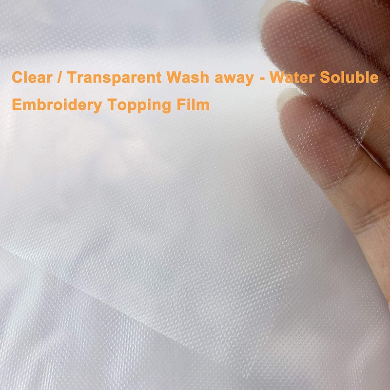 New brothread Light Weight Clear Wash Away - Water Soluble Embroidery Topping Film - 12" x 25 Yd roll - Cut into Various Sizes for Machine Embroidery and Hand Sewing - Image 2