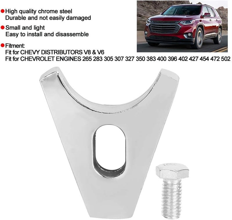 Aramox Chrome Steel Distributor Clamp Hold Down with Screw SBC Fit for CHEVY DISTRIBUTORS V8 & V6 - Image 3