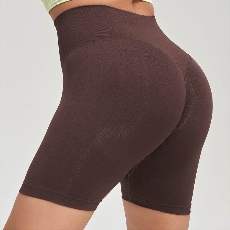Generic Womens Quick-Dry Cycling Yoga Shorts Dark Brown-Naked upgrade 