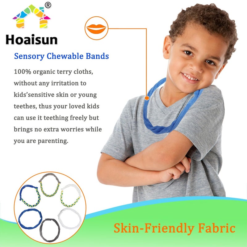 Hoaisun Chew Necklaces for Sensory Boys, Terry Cloth Chewy Necklace Sensory Kids with Chewing, Teething, Biting, Fabric Absorbent Autism Sensory Products with ADHD,SPD, Fidgeting, Anxiety - Image 2
