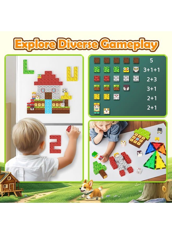 Matchtiles Magnetic Blocks, 100PCS Magnetic Building Blocks Magnet Cube Toys Stacking, Build Forest World Set, STEM Montessori Sensory Toys for Kids Boys Girls Age 3 4 5 6 7 8 9 10 Easter Birthday Gifts - Image 5