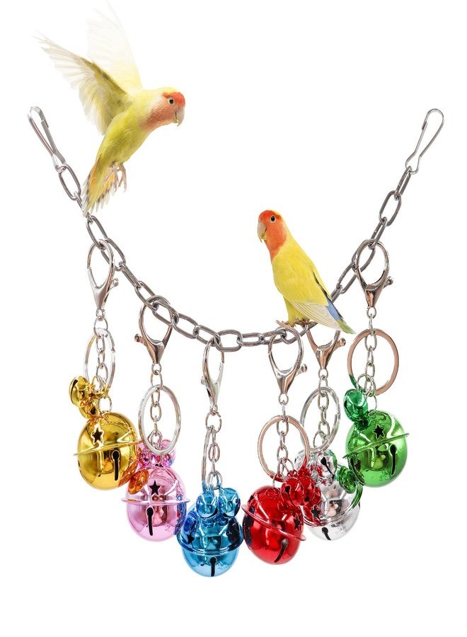 Oooct Bird Swing Bells Toys, Colorful Parrot Metal Bells, Hanging Bird Chewing Toys, Bird Cage Accessories, Suitable for Small to Medium Birds Budgie Lovebirds Conures Parakeets Cockatiels - Image 1