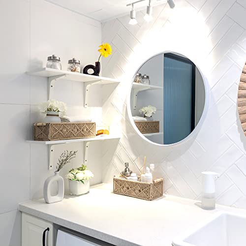 Mkono Macrame Storage Baskets Boho Decor Box Handmade Woven Decorative Countertop Toilet Tank Shelf Cabinet Organizer for Bedroom Livingroom Home, Set of 2, Brown - Image 2