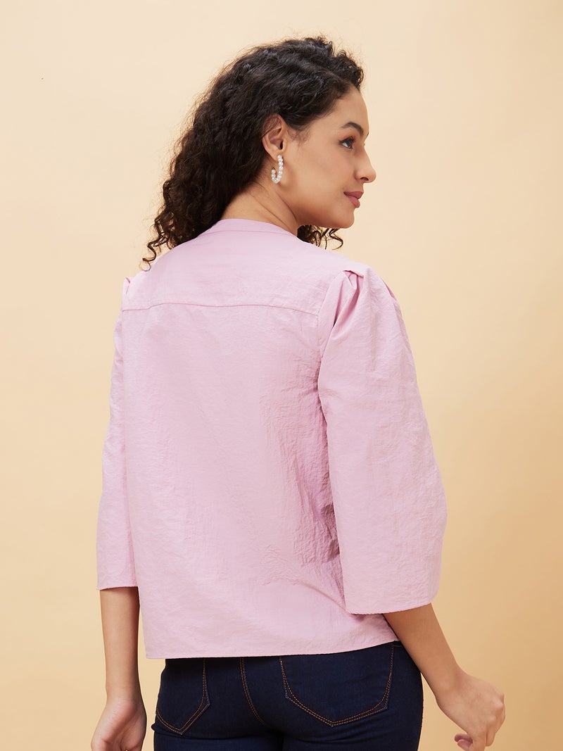 globus Globus Women Mandarin Collar Flared Sleeves Shirt Style Top  - Image 3