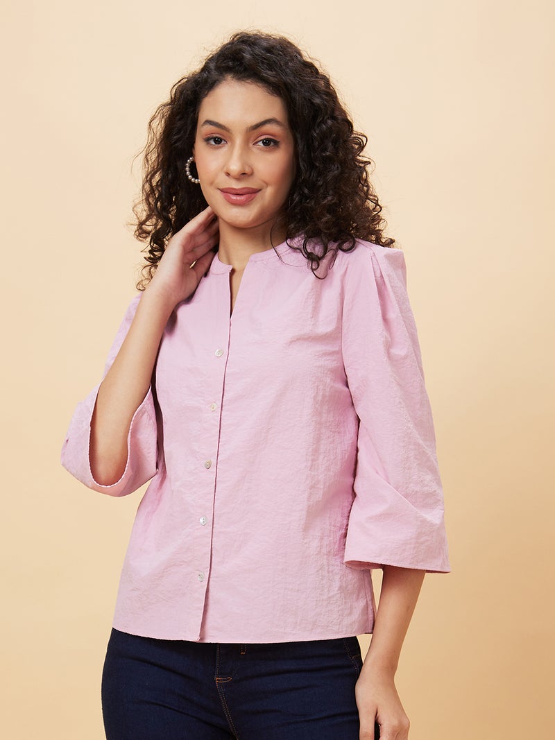 globus Globus Women Mandarin Collar Flared Sleeves Shirt Style Top  - Image 2