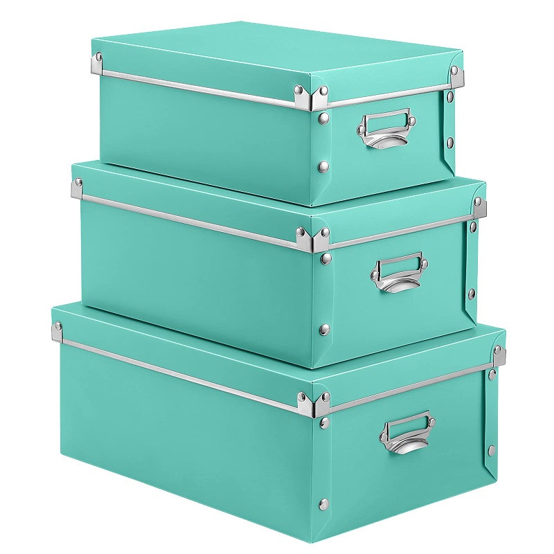 SEEKIND SEEKIND Storage Bins with lids WaterProof Storage Box Sets with HandlesMultiple Sizes Foldable Plastic Storage Organizer for ClothesCosmeticPhotosCyan 