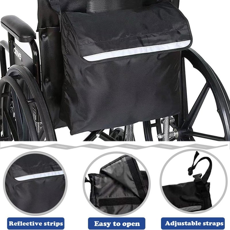AUSTYLCO Wheelchair Bag,Wheelchair Backpack Bag,Waterproof,Machine Washable,Wheel Chair Storage Tote Accessory-Large Capacity with Reflective Stripe for Walker Rollator Wheelchair Transport Chair - Image 3