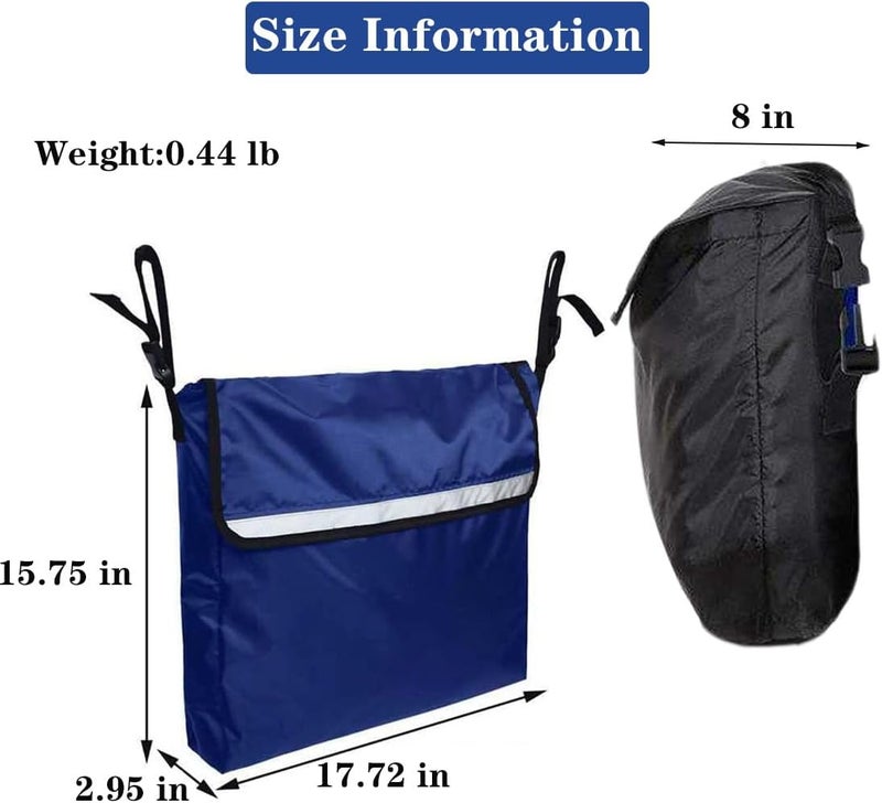 AUSTYLCO Wheelchair Bag,Wheelchair Backpack Bag,Waterproof,Machine Washable,Wheel Chair Storage Tote Accessory-Large Capacity with Reflective Stripe for Walker Rollator Wheelchair Transport Chair - Image 2