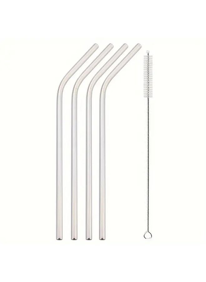 Random Color 4pcs Bent Heavy Duty 304 Stainless Steel Reusable Drinking Straws With Cleaning Brush - Image 5