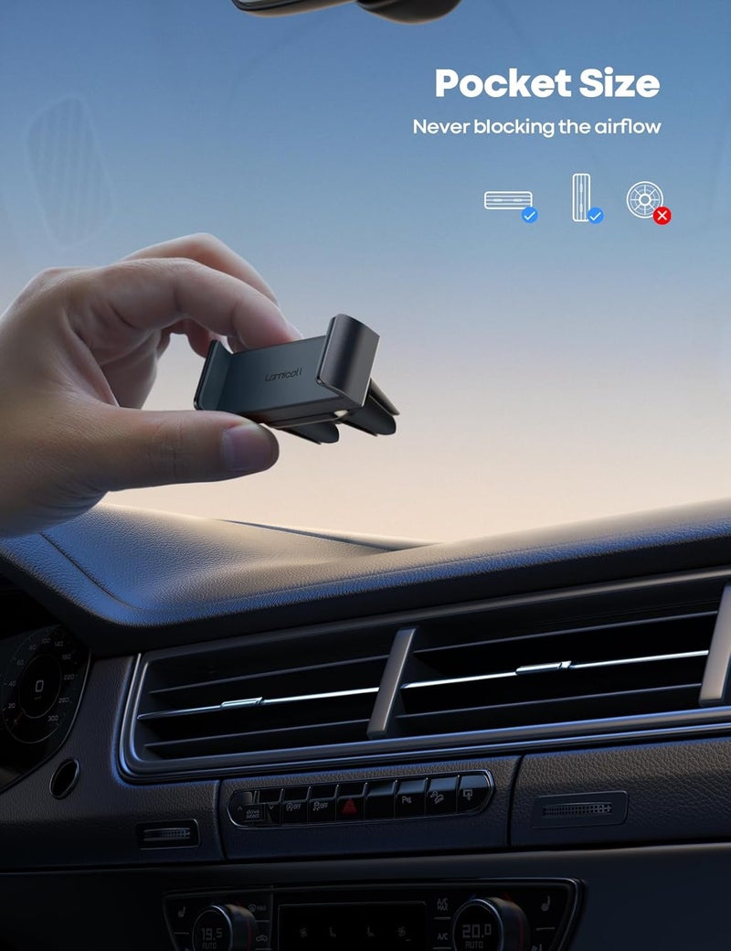 Lamicall Car Cell Phone Mount, Air Vent Clip Holder, Universal Stand Hands Free Cradle Compatible with Phone 12 Mini 11 Pro Xs Xs Max Xr X 8 7 6 6s Plus SE and Other 4.7-6.5'' Smartphones - Gray - Image 4
