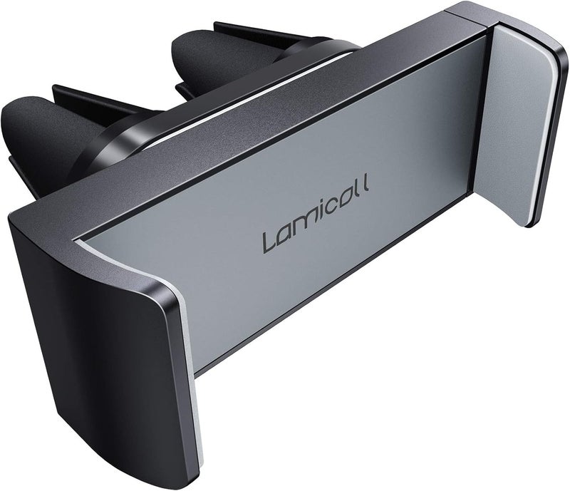Lamicall Car Cell Phone Mount, Air Vent Clip Holder, Universal Stand Hands Free Cradle Compatible with Phone 12 Mini 11 Pro Xs Xs Max Xr X 8 7 6 6s Plus SE and Other 4.7-6.5'' Smartphones - Gray - Image 1