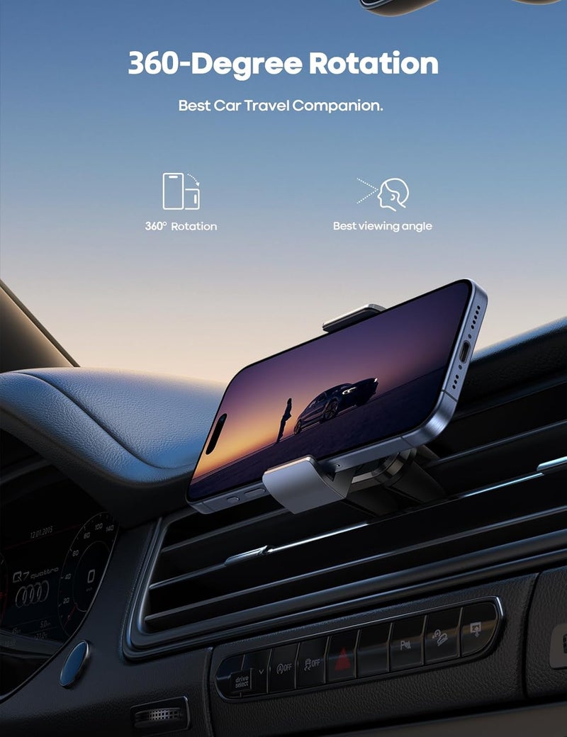 Lamicall Car Cell Phone Mount, Air Vent Clip Holder, Universal Stand Hands Free Cradle Compatible with Phone 12 Mini 11 Pro Xs Xs Max Xr X 8 7 6 6s Plus SE and Other 4.7-6.5'' Smartphones - Gray - Image 3