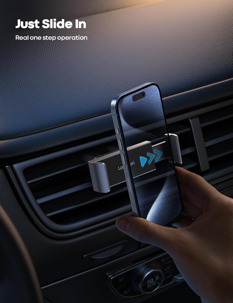 Lamicall Car Cell Phone Mount, Air Vent Clip Holder, Universal Stand Hands Free Cradle Compatible with Phone 12 Mini 11 Pro Xs Xs Max Xr X 8 7 6 6s Plus SE and Other 4.7-6.5'' Smartphones - Gray - Image 2
