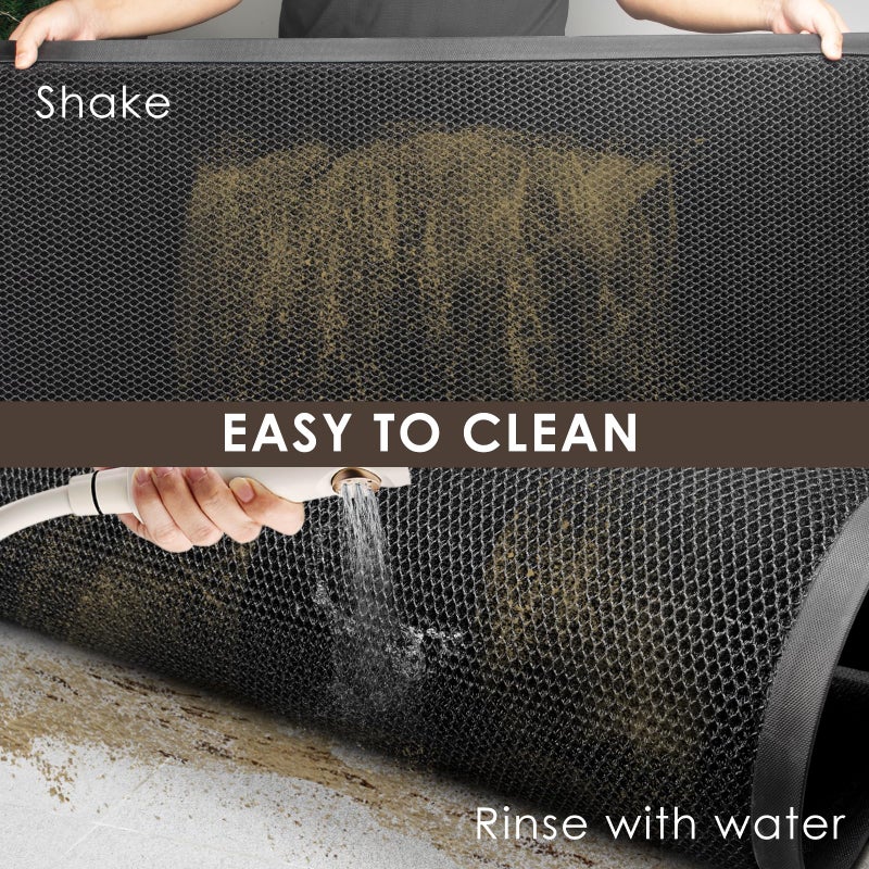 Azadx Indoor Outdoor Door Mat 23"x 35" Doormat for Entry Heavy Duty Front Door Mat Stretch Mesh Dirt Trapper Welcome Doormats Non-Slip Backing Entrance Mats for Home Commercial Floor Mats, Black Grey - Image 3