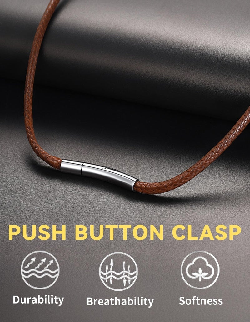 ChainsHouse Brown Leather Necklace for Men 2MM 24 Inches Cord with Clasp, Waterproof Braided Leather Rope Necklace - Image 4