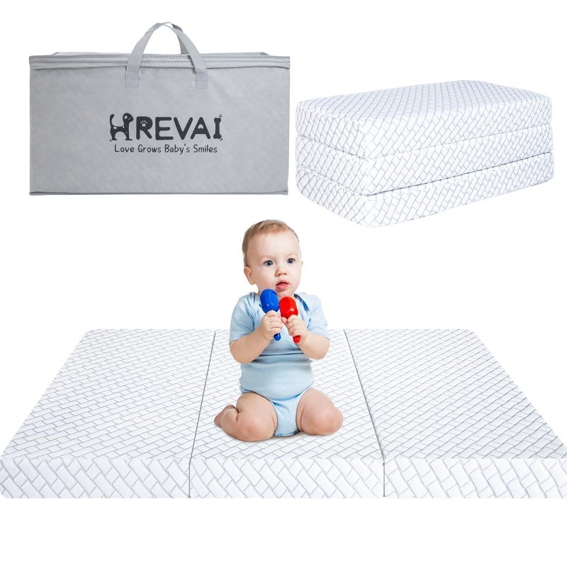HREVAI Pack and Play Mattress,High Density Soft&Firm Dual Sided Memory Foam 38"x26" Pack N Play Mattress Pad,Baby Portable Breathable Mattress for Pack N Play with Non-Slip Removable Cover - Image 1