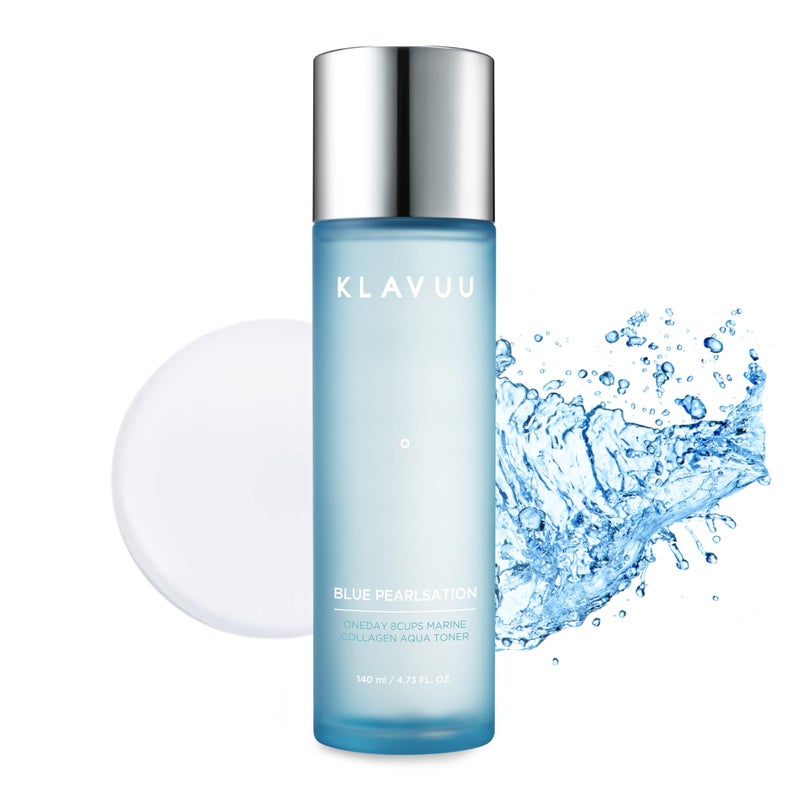Klavuu Blue PEARLSATION ONE Day 8 Cups Marine Collagen Aqua Toner - Deeply Hydrating & Soothing for Skin Radiance, Non-Sticky Formula for All Day Comfort and Refreshment â€“ 4.73 floz - Image 1