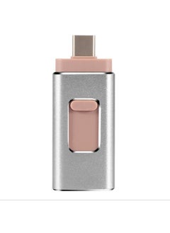AROAQ 64GB USB Flash Drive, Shock Proof 3-in-1 External USB Flash Drive, Safe And Stable USB Memory Stick, Convenient And Fast Metal Body Flash Drive, Silver Color (Type-C Interface + apple Head + USB)  - Image 1