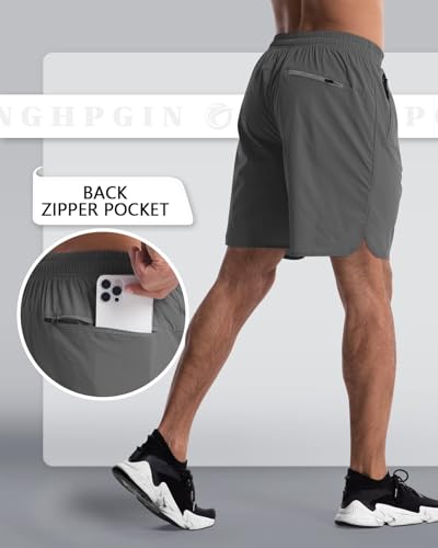 CANGHPGIN 2 Pack Mens Workout Athletic Shorts 7 inch Inseam Quick Dry Hiking Shorts Men Lightweight Sports Gym Shorts Running - Image 2