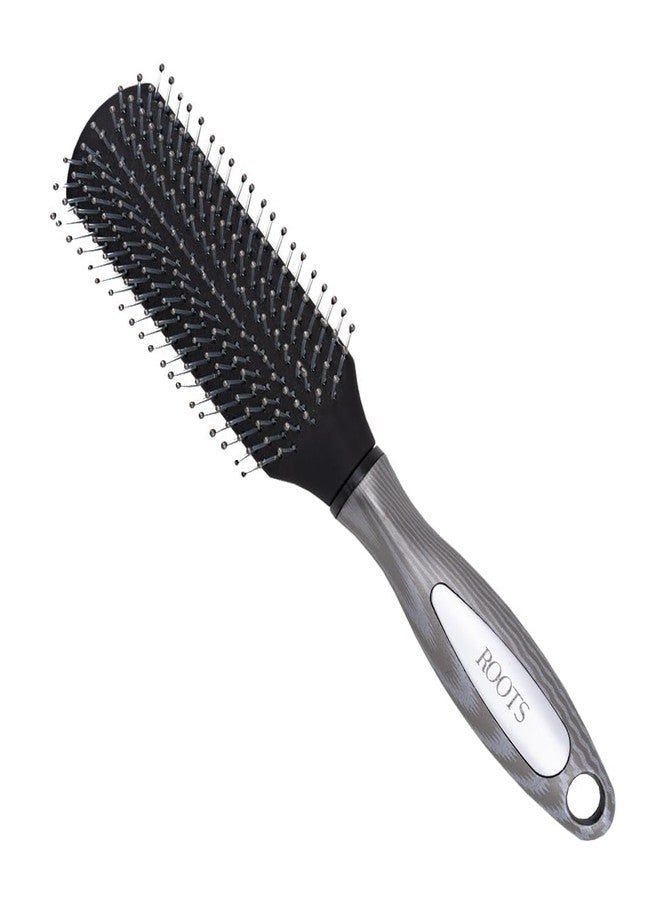 ROOTS Truglam Grey Flat Hair Brush | Soft Tip Flexible Bristles | Prevent Scalp Scraping & Cuticle Damage | Quick Detangling | For All Hair Types | For Men & Women | Length - 9 Inch, Model No - SLV44 - Image 1
