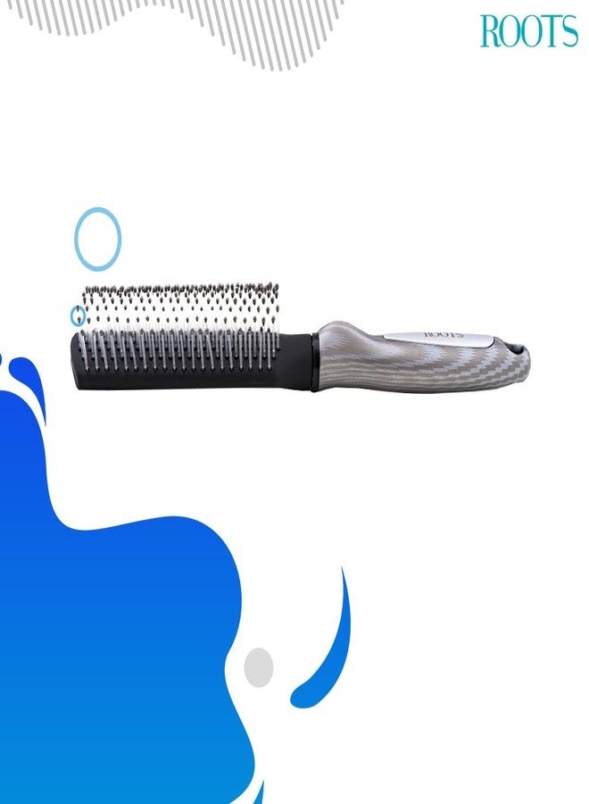 ROOTS Truglam Grey Flat Hair Brush | Soft Tip Flexible Bristles | Prevent Scalp Scraping & Cuticle Damage | Quick Detangling | For All Hair Types | For Men & Women | Length - 9 Inch, Model No - SLV44 - Image 3